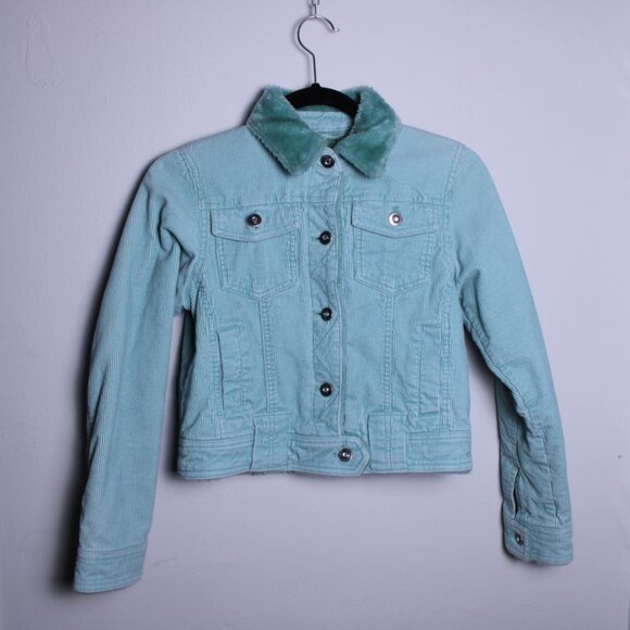 Candies Teal Corduroy Jacket with Rhinestone Buttons Kids Medium - Picture 1 of 14